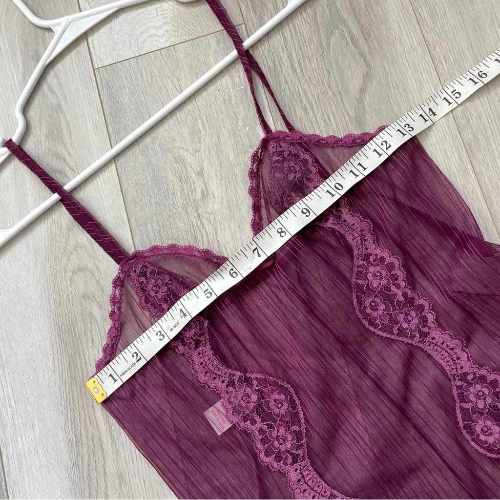 Vintage Lace Bodysuit striped sheer womens Purple (small) lingerie sexy y2k - Image 3