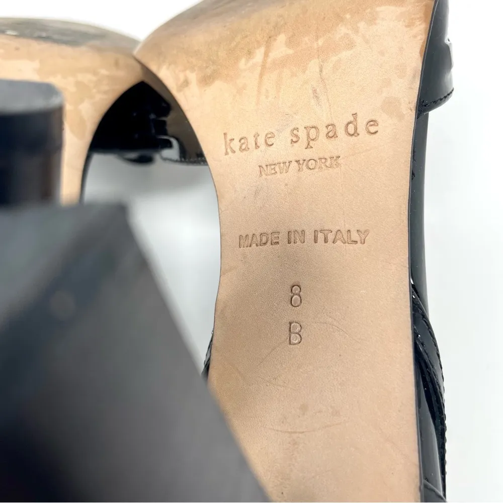 KATE SPADE black patent leather heels, made in Italy, size 8B - Image 9