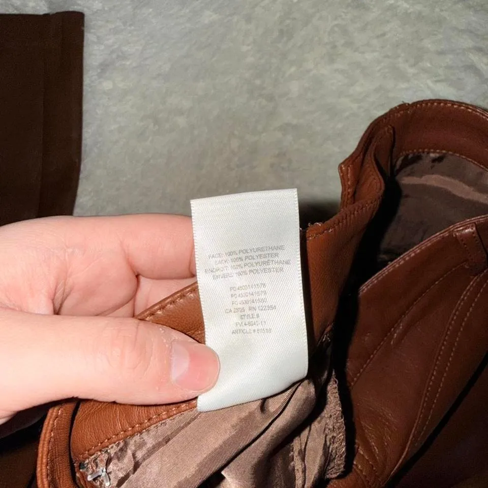 Aritzia Wilfred Melina Faux Leather Cognac Pants Size 2 NWOT - Image 4