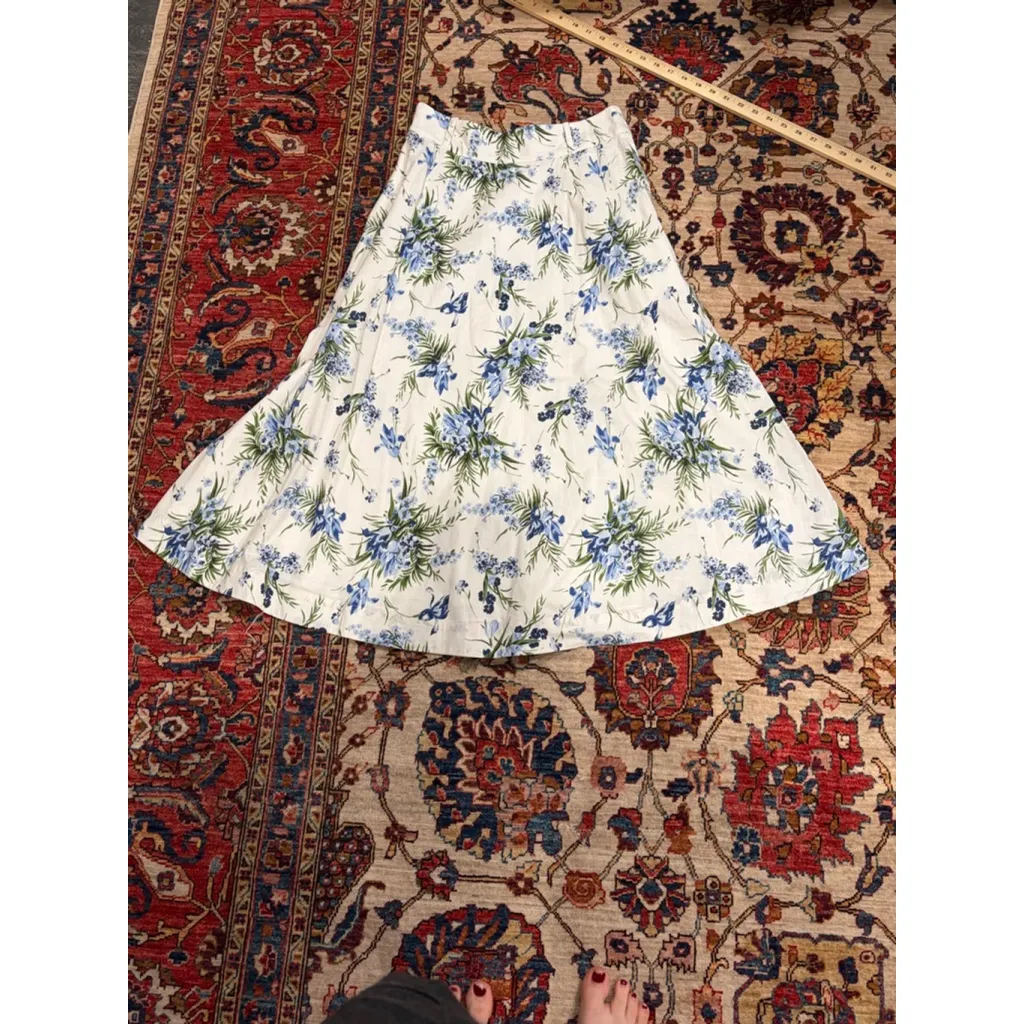 Veronica Beard Floral Cotton Matching Set Ashlynn Top & Arwen Midi Skirt 6 - Image 2