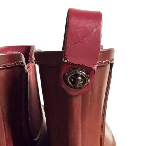 Coach Tyler Burgundy Rubber Chelsea Rain Boots Ankle Women's Size 7B cottagecore - Image 4