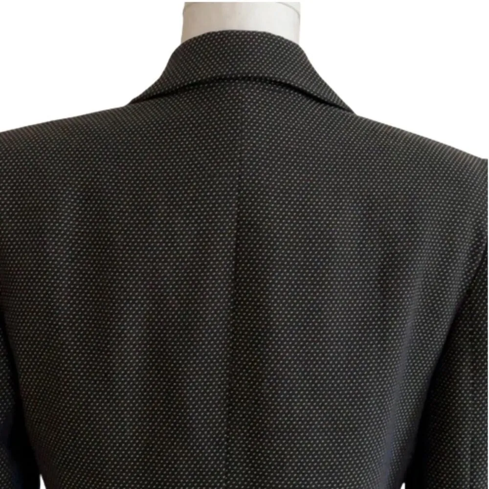 Ann Taylor Blazer Jacket Wool Blend Black Tan Stitch Button Front Career Size 4 - Image 6