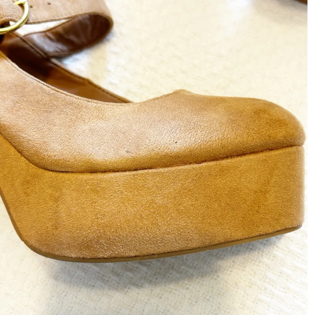 Chinese Laundry Pollyanne Light Nude Faux‎ Suede Platform Mary Jane Pumps - Image 10