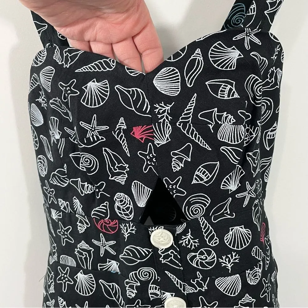 NWT ModCloth Seashore Spectacular Fit and Flare Black Seashell Print Dress Sz 4‎ - Image 3