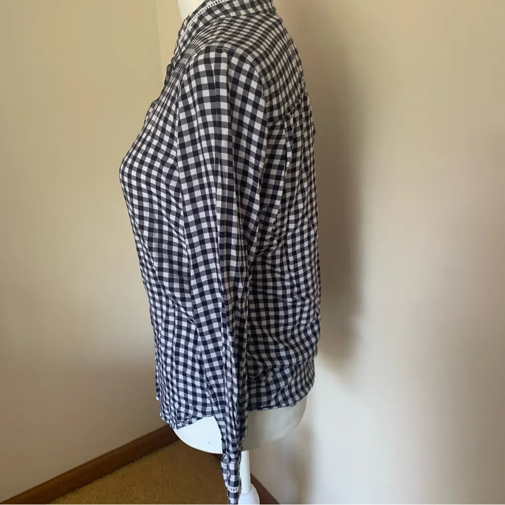 Draper James Blue and White Checkered Button Down Shirt Size 2 - Image 8