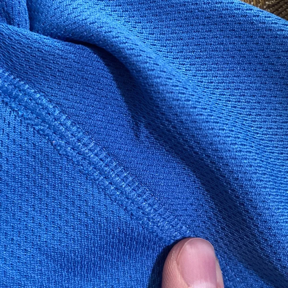 Nike athletic hooded mesh fabric half zip jacket  in storm blue black size M - Image 13