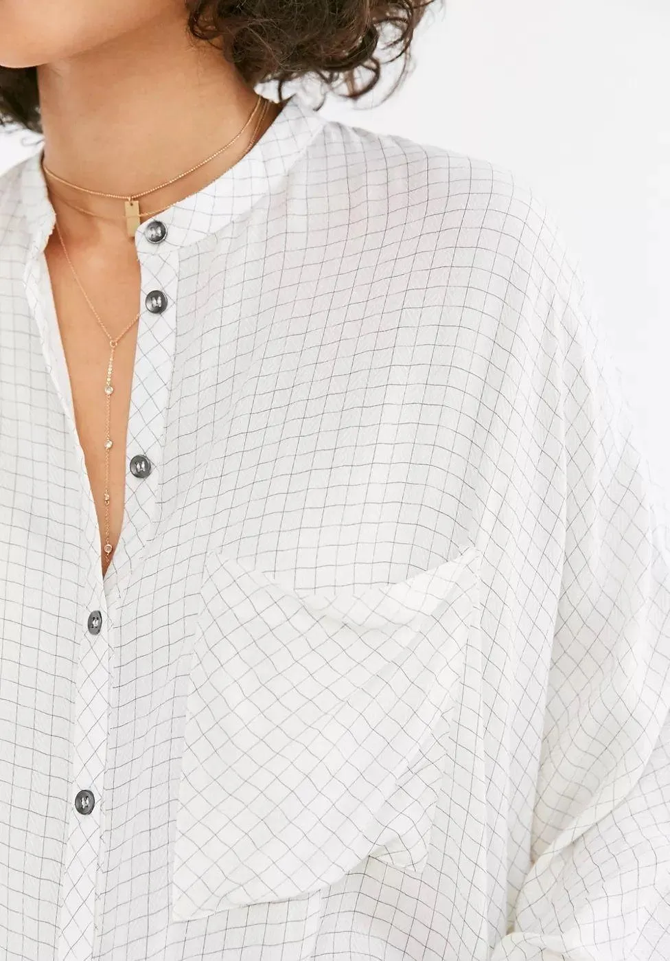Urban Outfitters Gridlock Band Collar Button-Down Shirt - Image 4