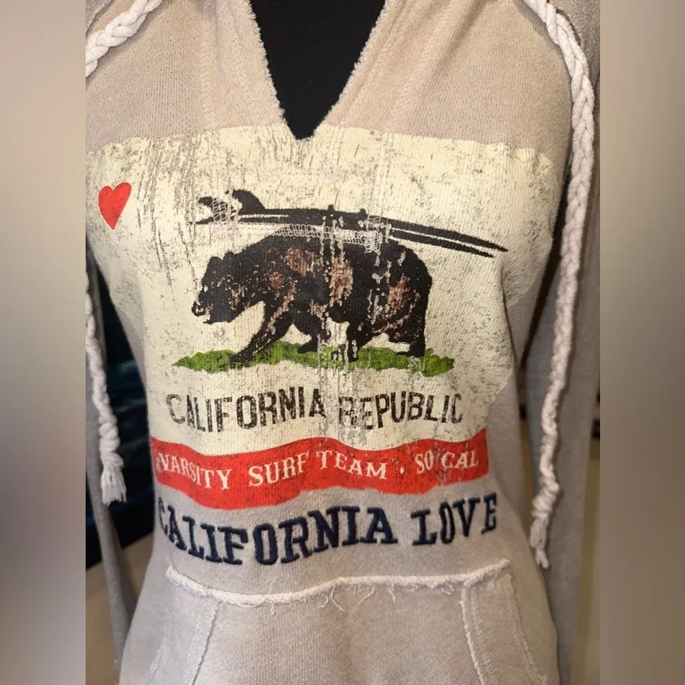 EUC Cali Love Heritage Pacific Merchants Hoodie Sweater California Bear Sz S Gray - Image 3