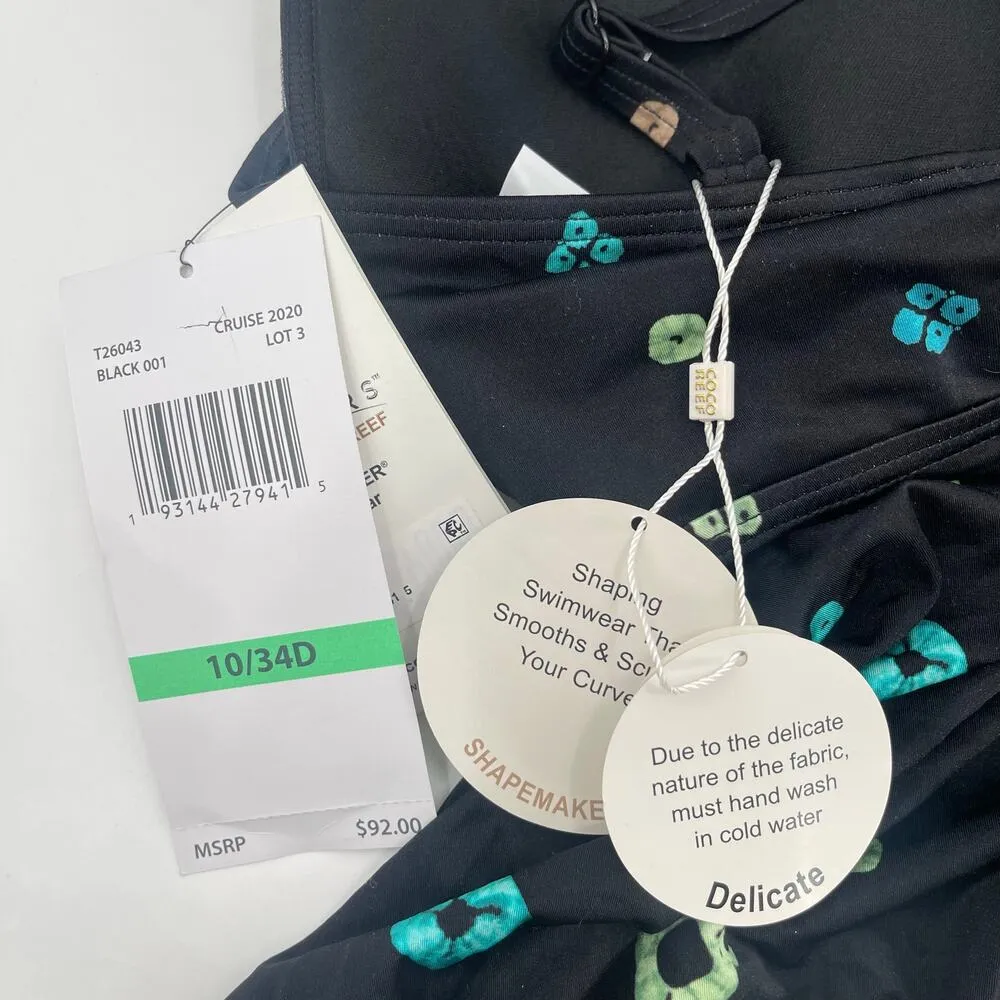 CONTOURS BY COCO REEF Tankini Top Size 10/34D NWT Black Underwire Shapemaker - Image 6