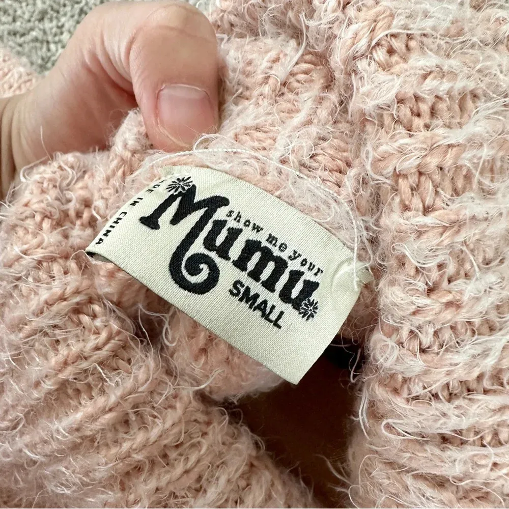 Show Me Your Mumu Fatima Turtleneck Sweater Fuzzy Pink Knit Wool Blend Size S - Image 14