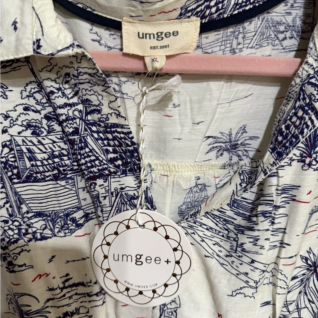 Umgee Landscape Print Collared Mini Dress NWT XL - Image 3