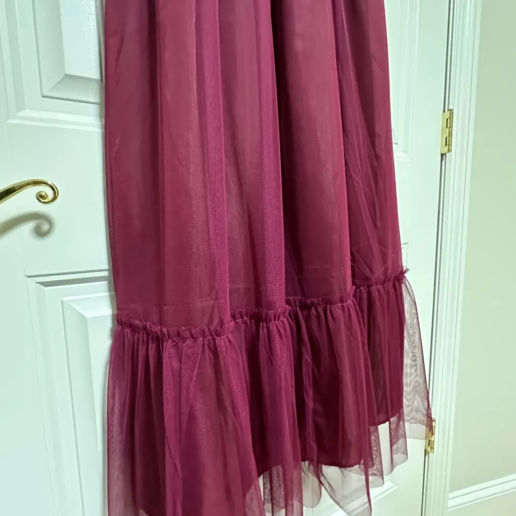 Melloday maroon tule smock dress - Image 5