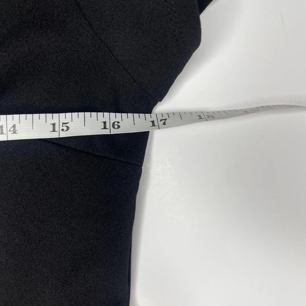 Black Peplum Lace Hem Pleated Short Sleeve Blouse Sz Medium Feminine - Image 6