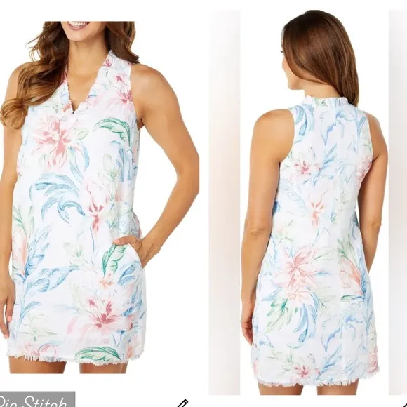 Tommy Bahama Maya Meadows Linen Ruffle Shift Dress - Image 2