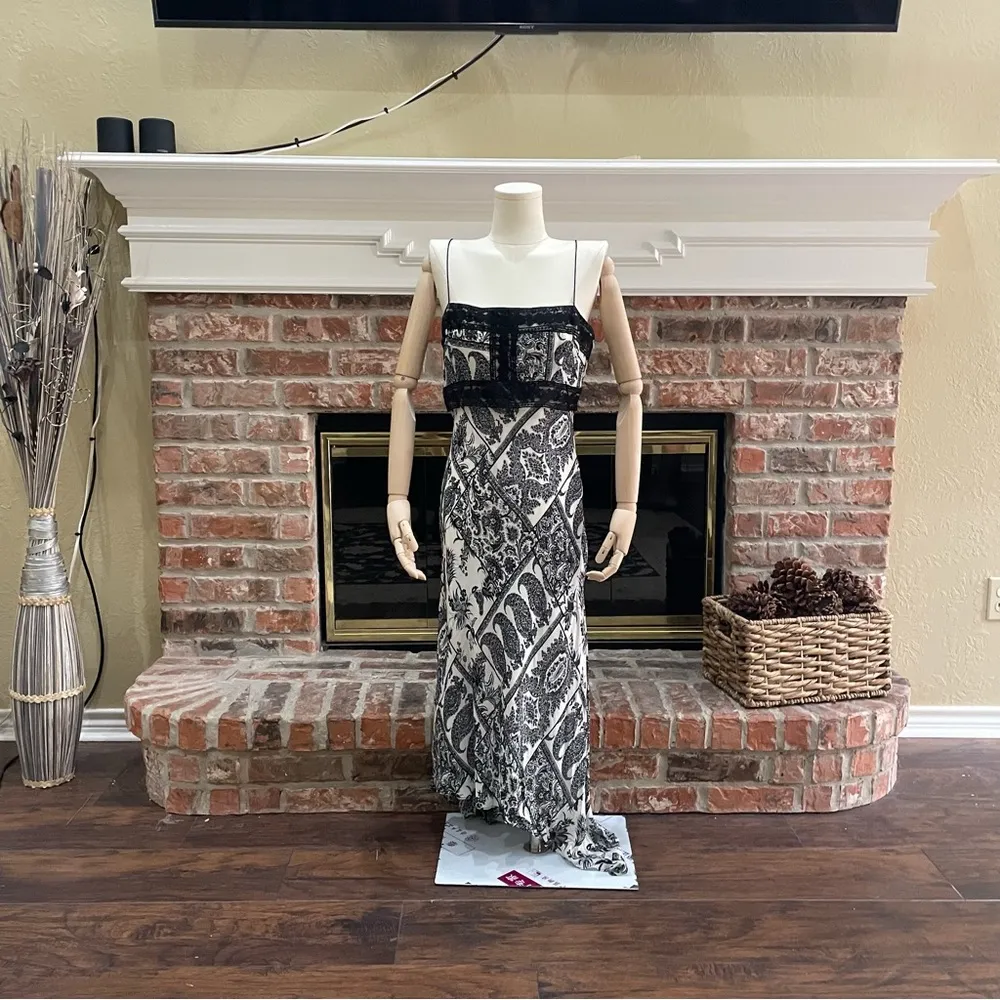 paisley asymmetrical maxi dress with lace / 8 / Excellent condition - Image 5