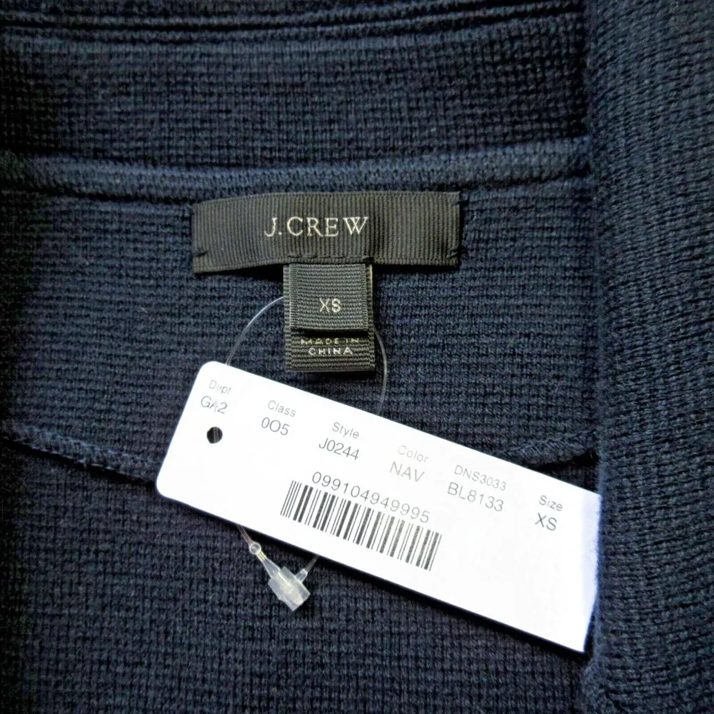 NWT J.Crew Sophie Open-Front Sweater Blazer in Navy Blue Knit Cardigan XS $148 - Image 2