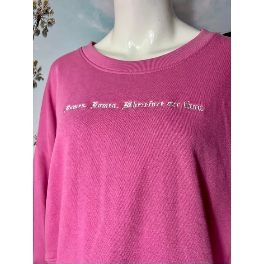 Missguided Rose Pink Romeo Cropped Pullover Relaxed Sweatshirt Size 12 Large - Image 4