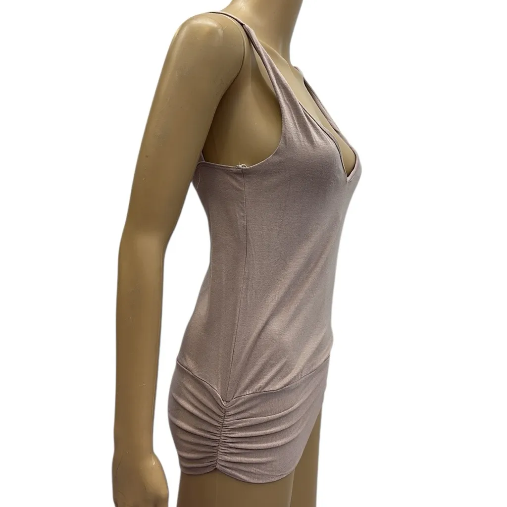 Ya Design of Nature Muted Rose V Neck Ruched and Tie Sides Tank Top Womens Small Pink - Image 5
