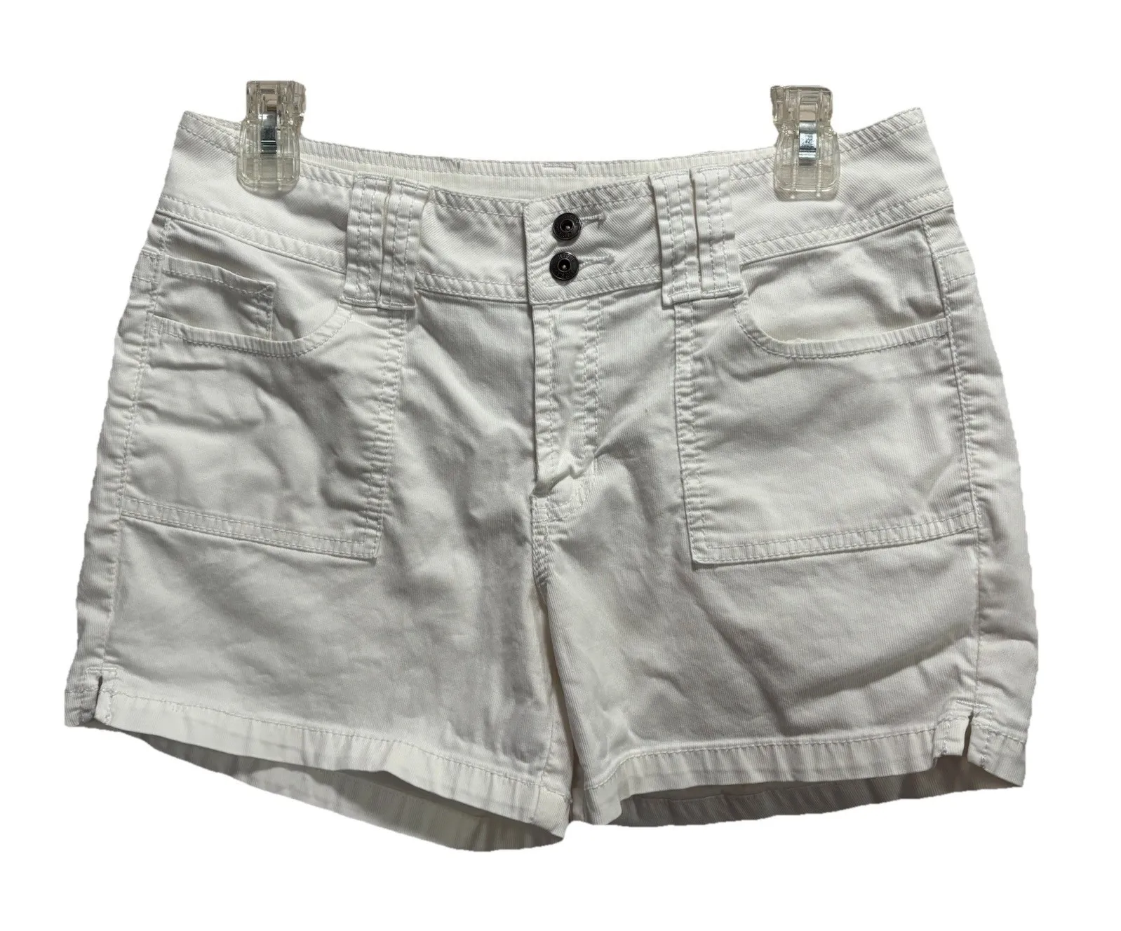 High Sierra White Soft Corduroy Jean Short Size 6 Pockets/Zip Mid Rise - Image 1