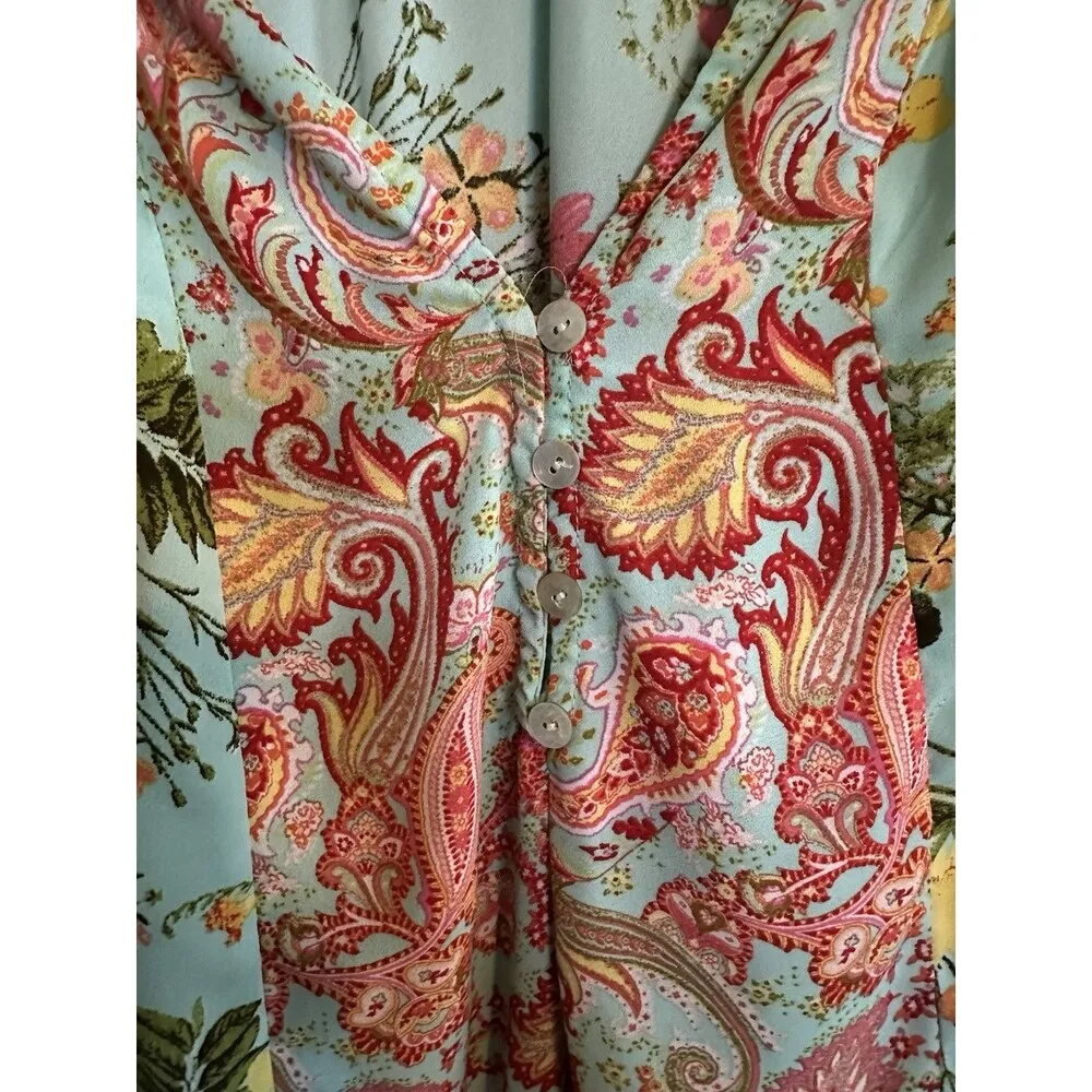 Fig and Flower Womens Floral Sheer Top Size L Spring Festival Pretty 3/4 Sleeves Size L - Image 5