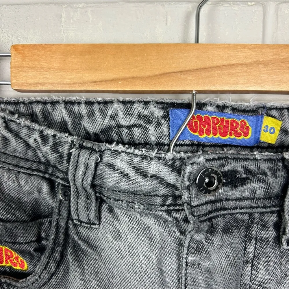 Empyre Grey Black Washed Denim Thrashed Distressed Skater Jeans Size 30 Gray - Image 7