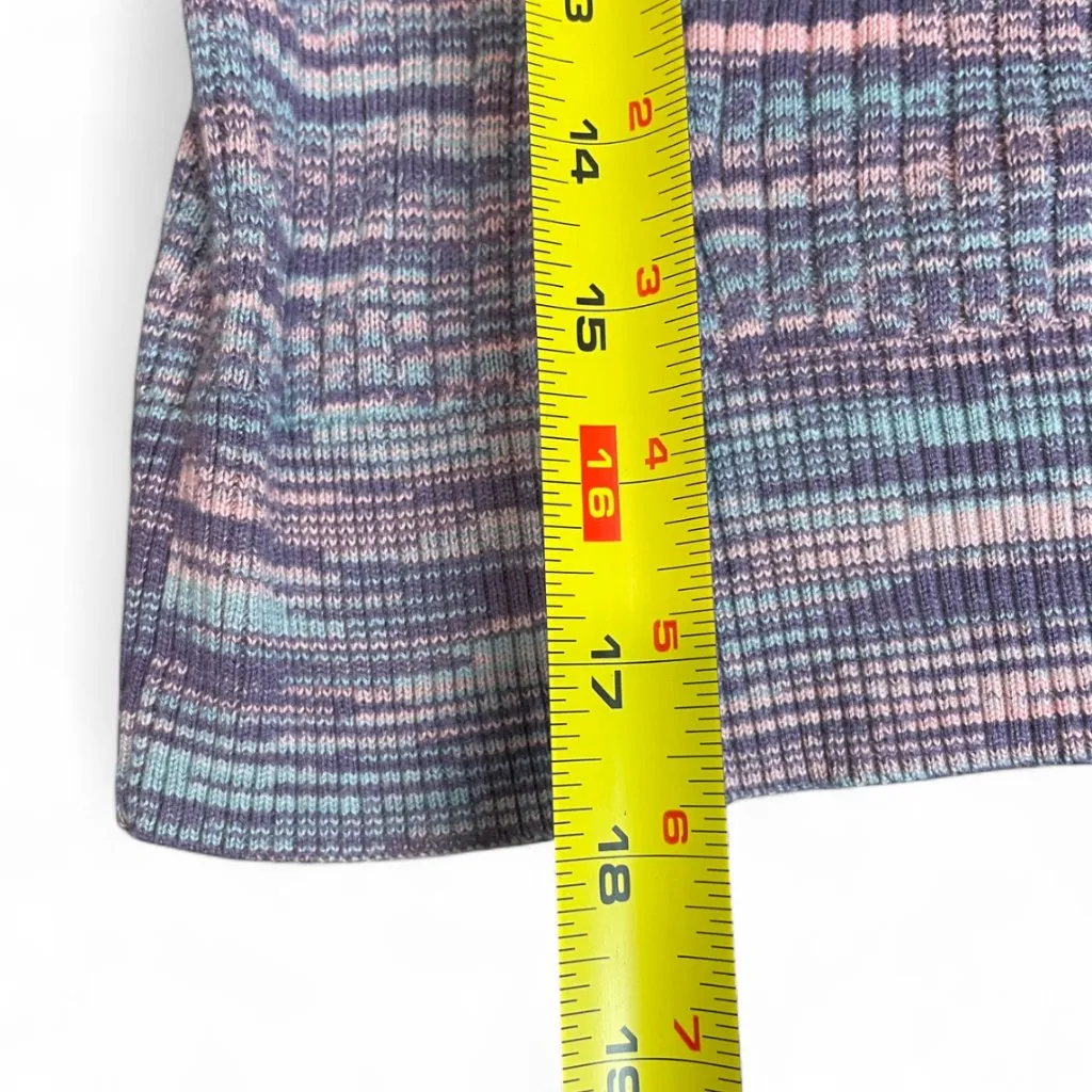 Sincerely Jules Purple Space Dyed Long Bell Sleeve Cropped Preppy Knit Sweater - Image 5