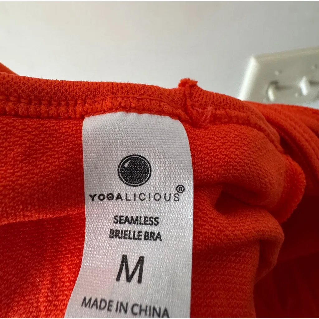 Yogalicious Orange Padded Seamless Strappy Sports Bra - Image 4