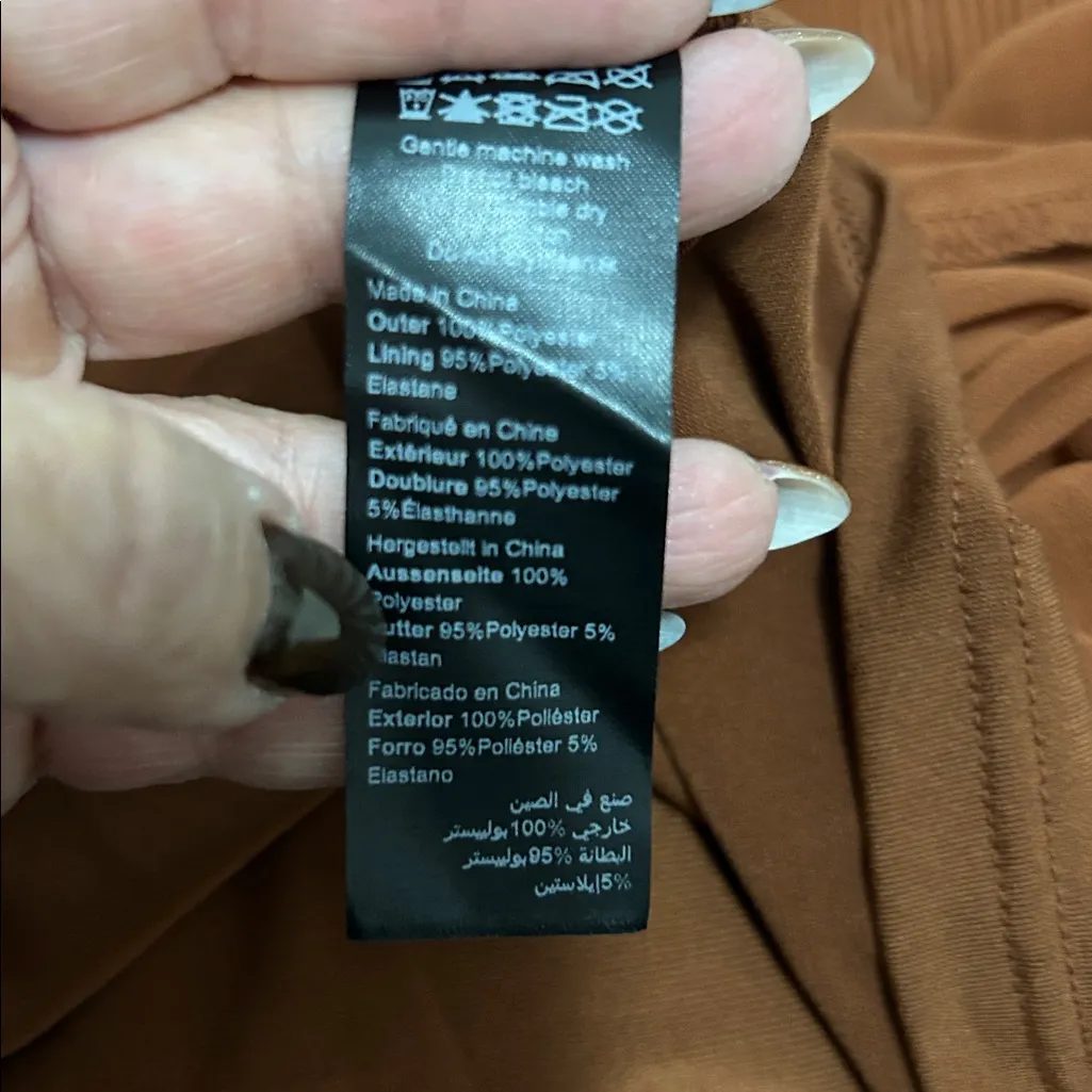 City Chic Pleated Off Shoulder Chiffon Top Ginger - Image 10