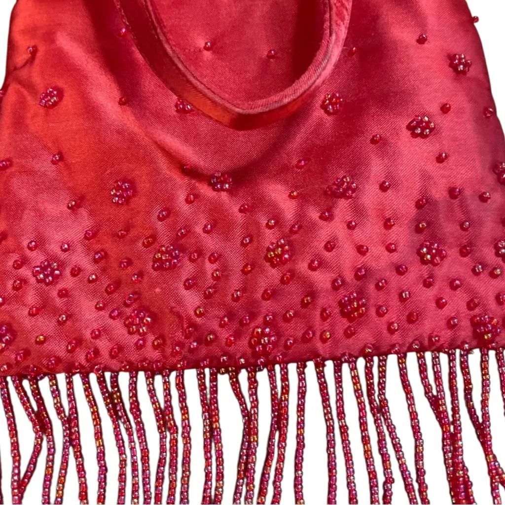 Vintage Designer Meg Christopher Beaded Tassle Evening Bag with Crossbody Strap - Image 4