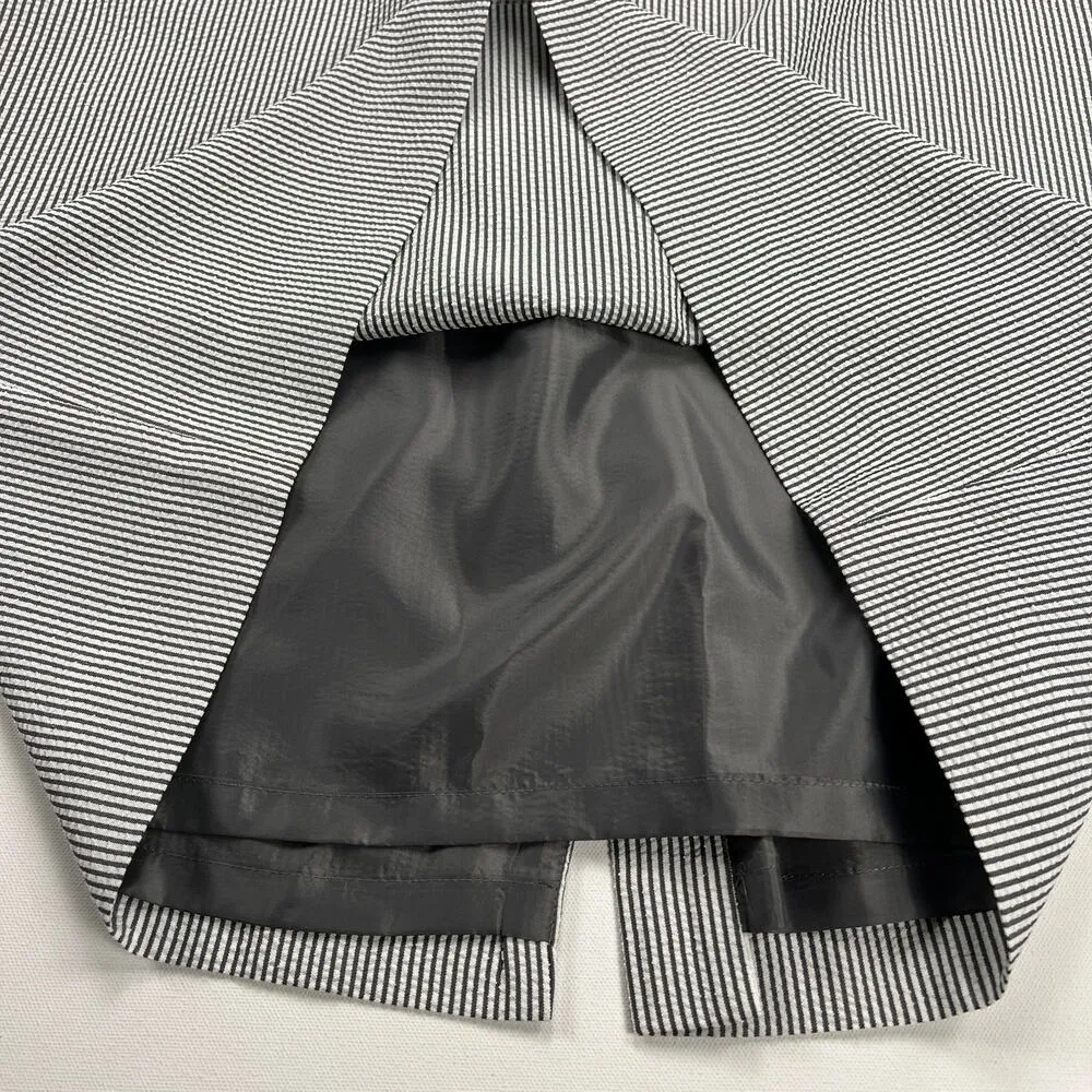 Kasper Pinstripe Seersucker Sleevelss Summer Shift Dress Gray/White Size 14 Gray - Image 8