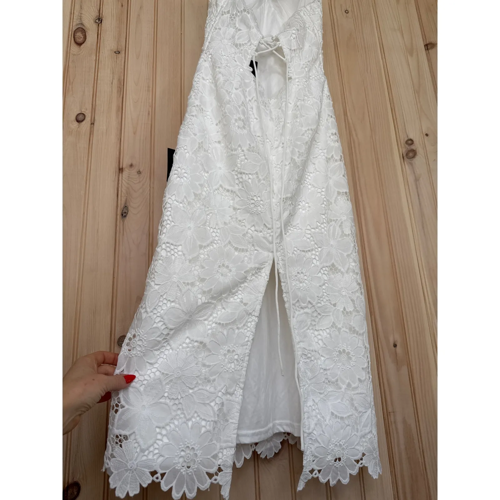NWT Lulus Aramis White Embroidered Lace Strapless Bustier Midi Dress Tube Size M - Image 8