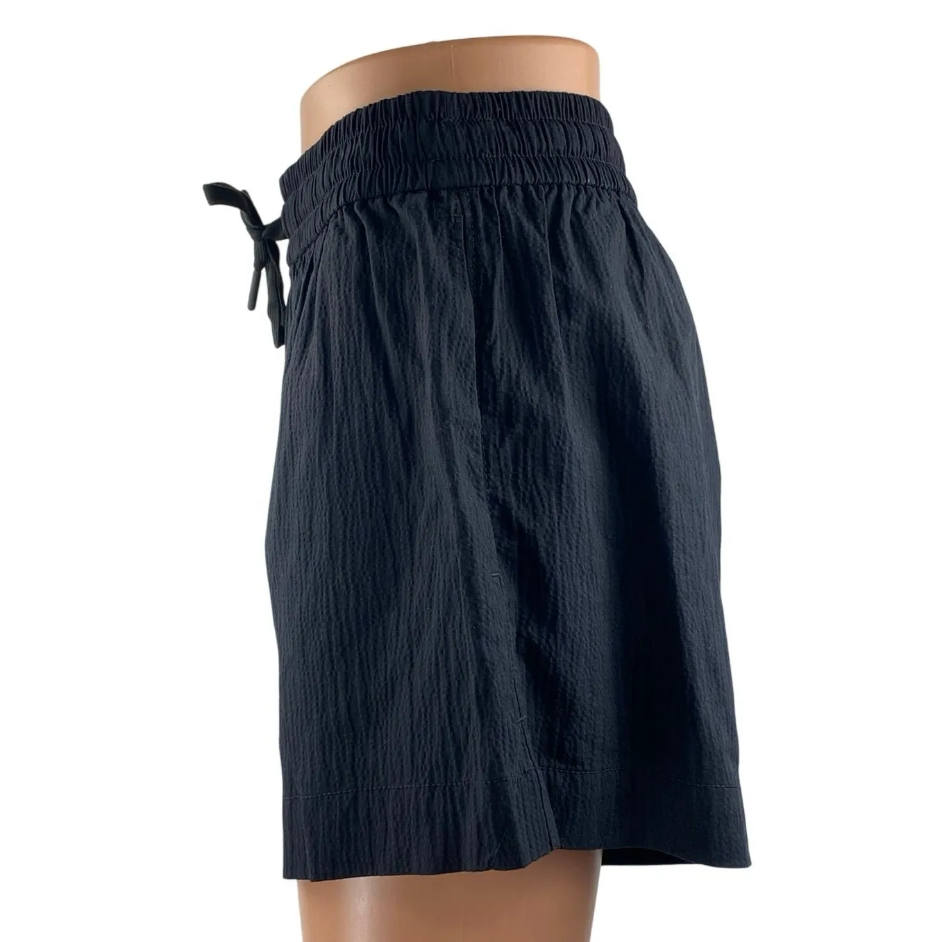 NEW Everlane The Seersucker Women's Black High Waisted Boxer Athletic Shorts S - Image 2