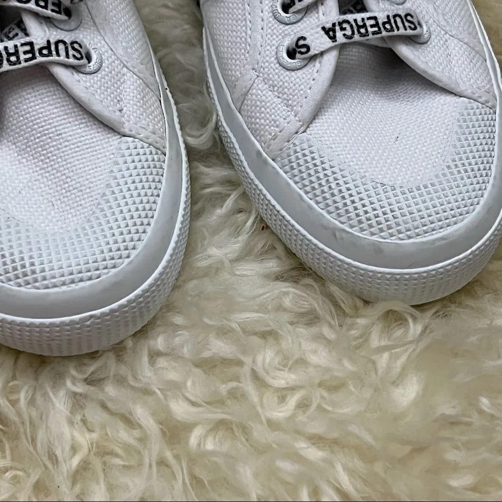 Superga White Slip On Backless Sneakers Logo Laces 39/7 - Image 5