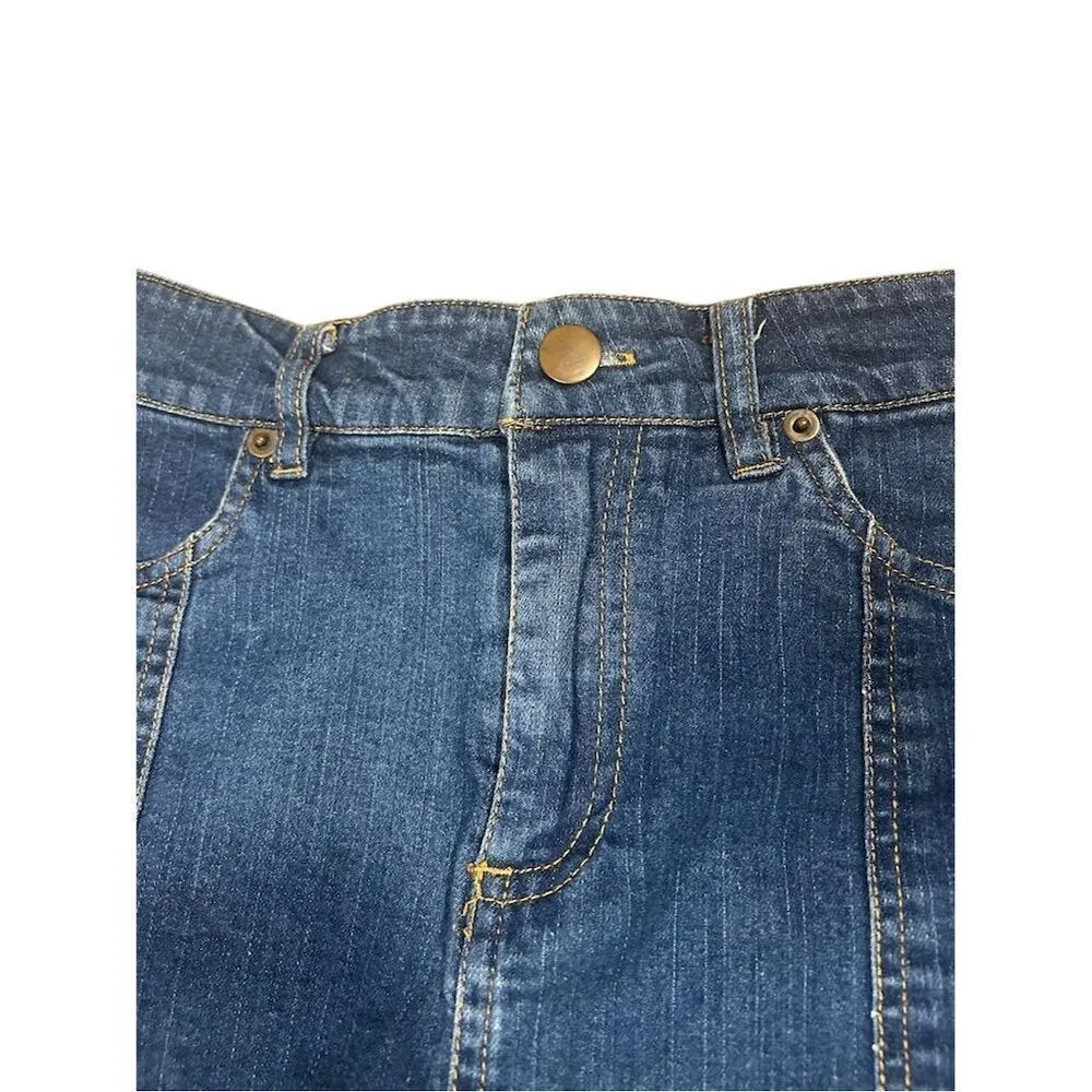 Forever 21 Women's Blue Denim Mini Skirt S Raw Frayed Hem Casual - Image 2