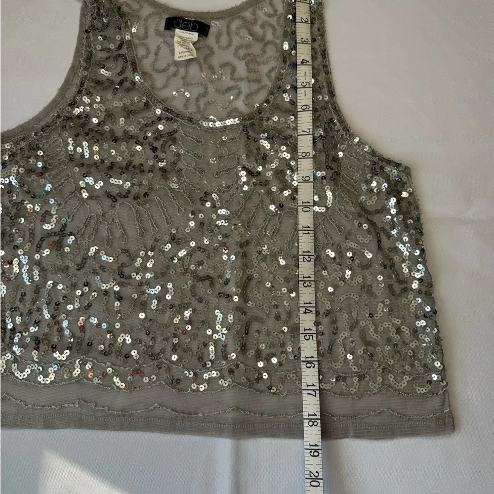 Deb Gray Sequin Crop Tank Top Size L - Image 4