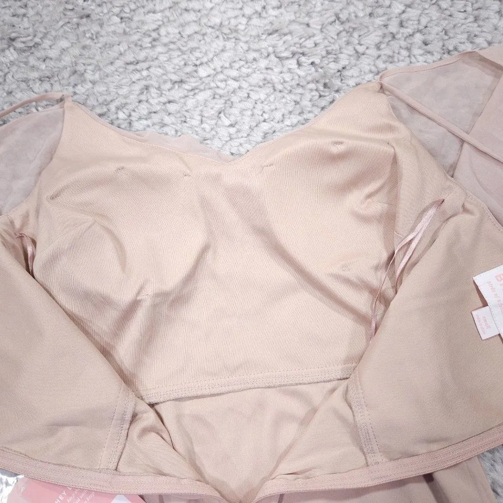 READ Birdy Grey Jane Convertible Chiffon Slit Bridesmaid Dress Beige Taupe Small - Image 8