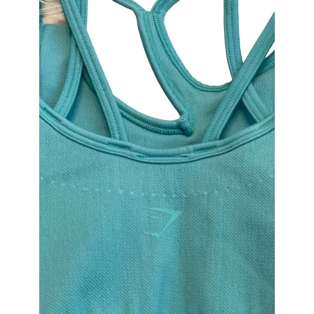 Gymshark Ultra-seamless Strappy Sports Bra Size XS Teal Green Stretch Asymmetric - Image 3