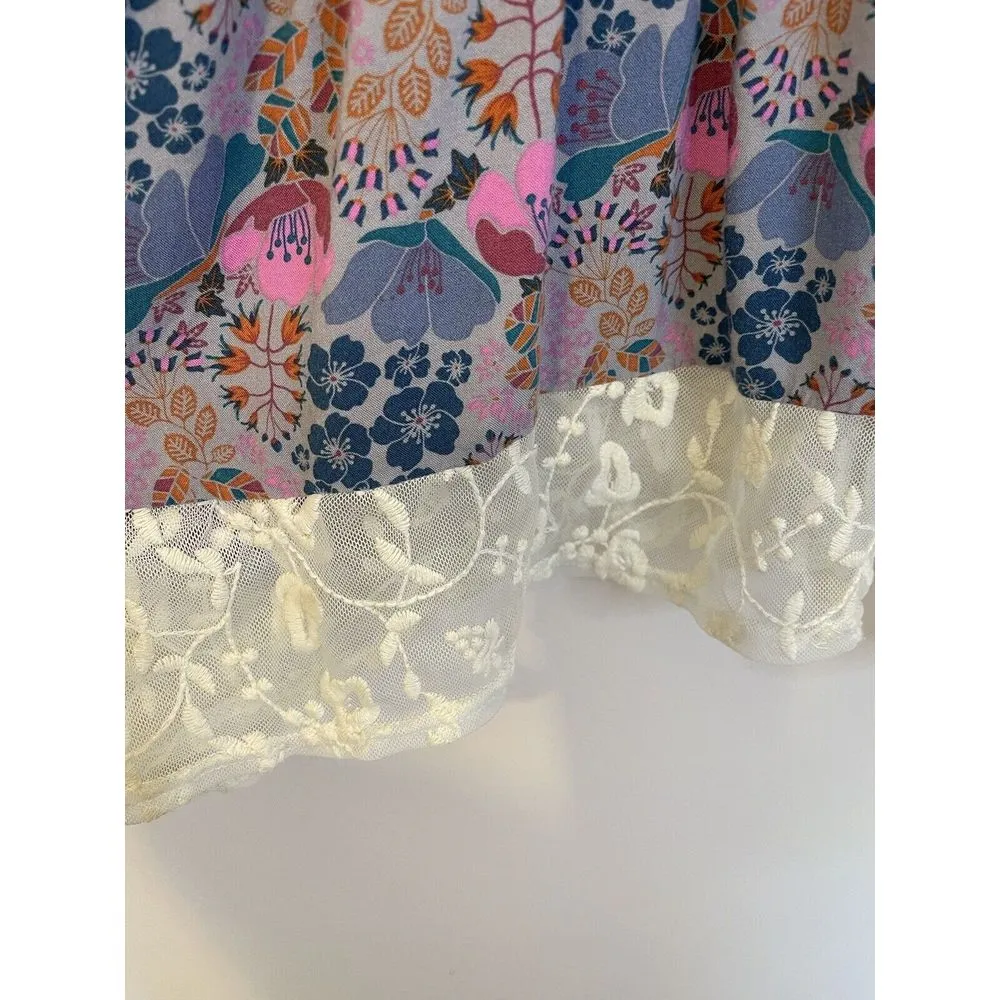 Matilda Jane‎ Womens Top Large L Floral Print Long Sleeve Lace Boho - Image 4