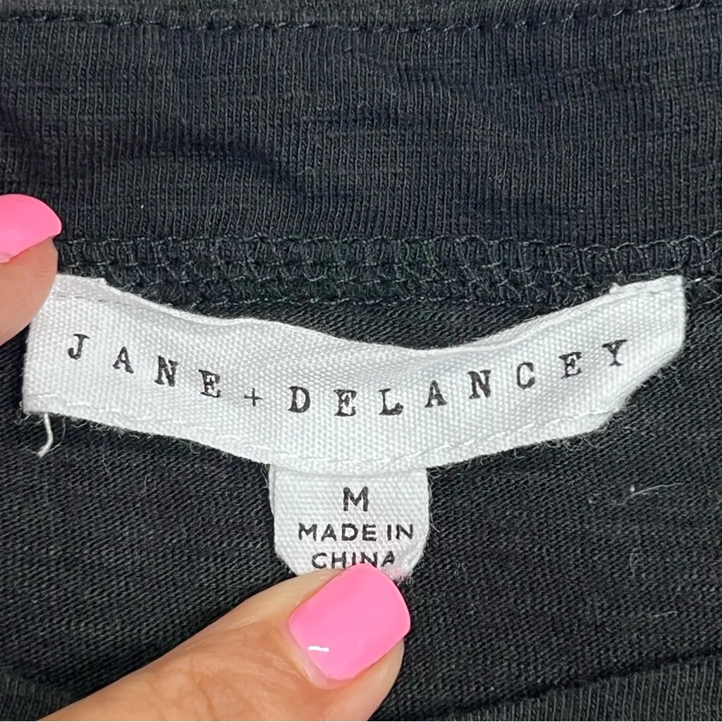 Jane and Delancey M Black Sleeveless Top with white embroidery 100% cotton - Image 2