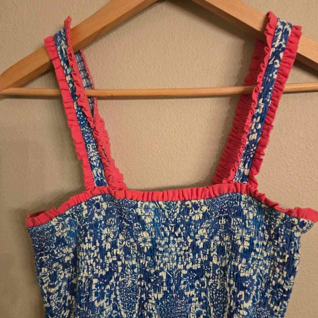 RHODE Jasmine‎ Floral Smocked Bodycon Dres Blue Size M - Image 3