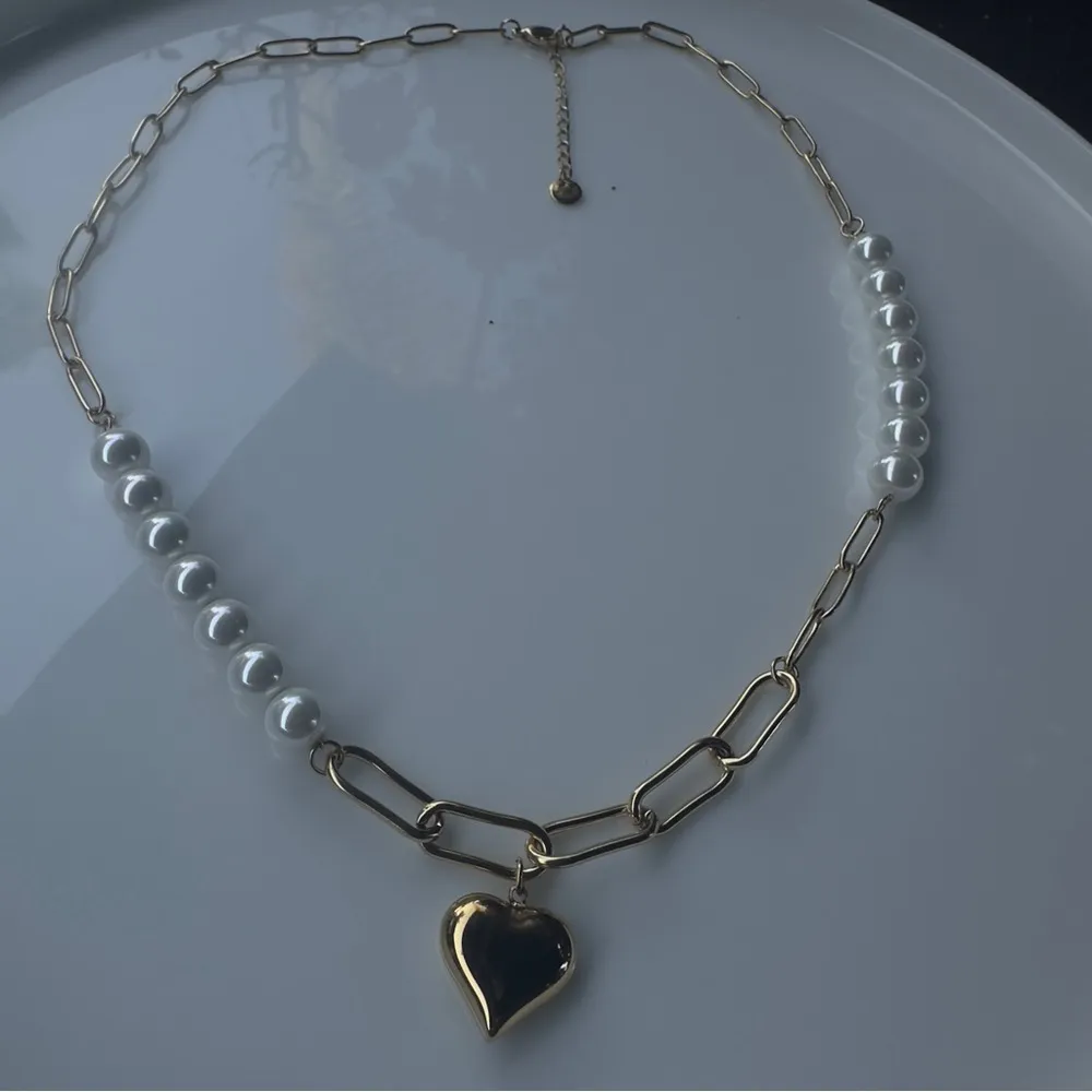 Pearl heart pendant necklace Gold - Image 5