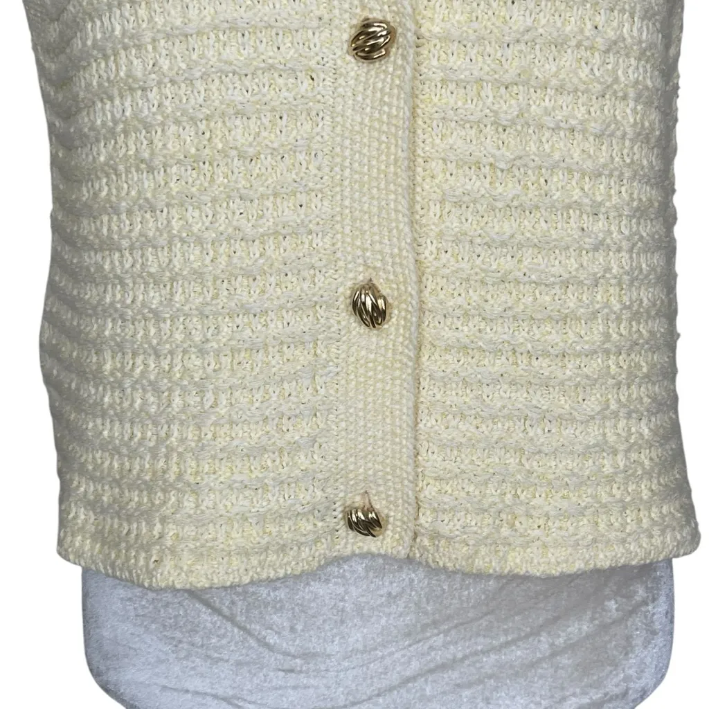 Mango Knitted Cardigan Vest with Jewel Buttons Women’s Size M Light Yellow - Image 6