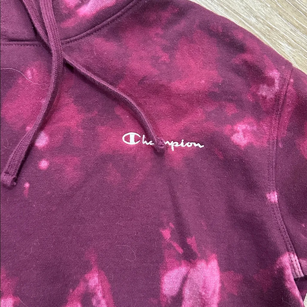 Champion Women's Burgundy Tie-Dye Hoodie - cropped - Image 2