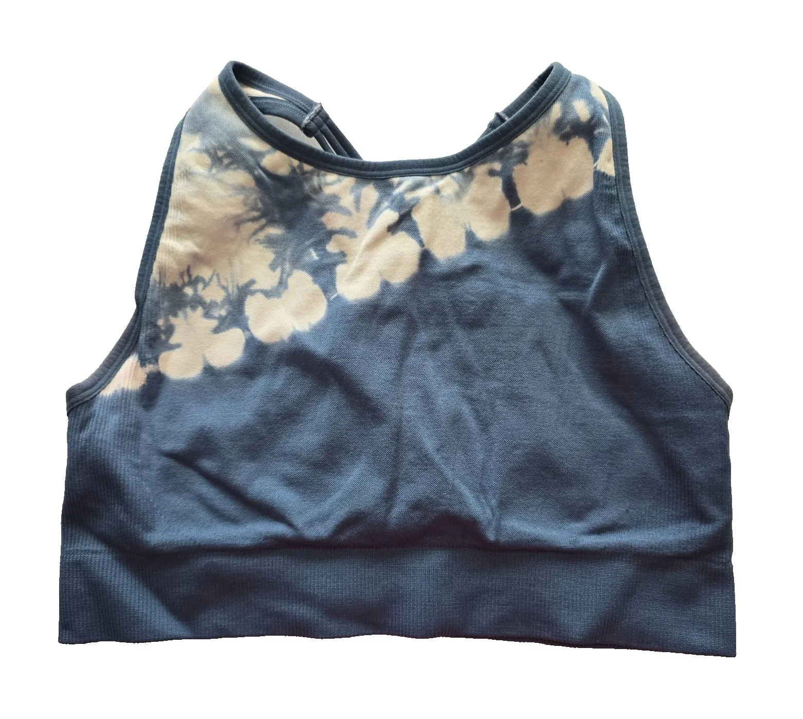 Ribbed Comfort Y2K Bra Top Tie Dye Pullover Stretch Sleep Active Avia Blue XL - Image 1