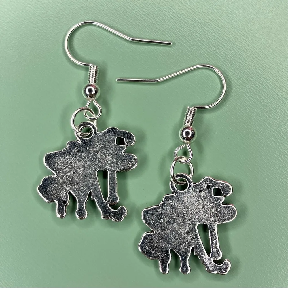 Silver Tone Bite Me Charm Earrings - Image 3