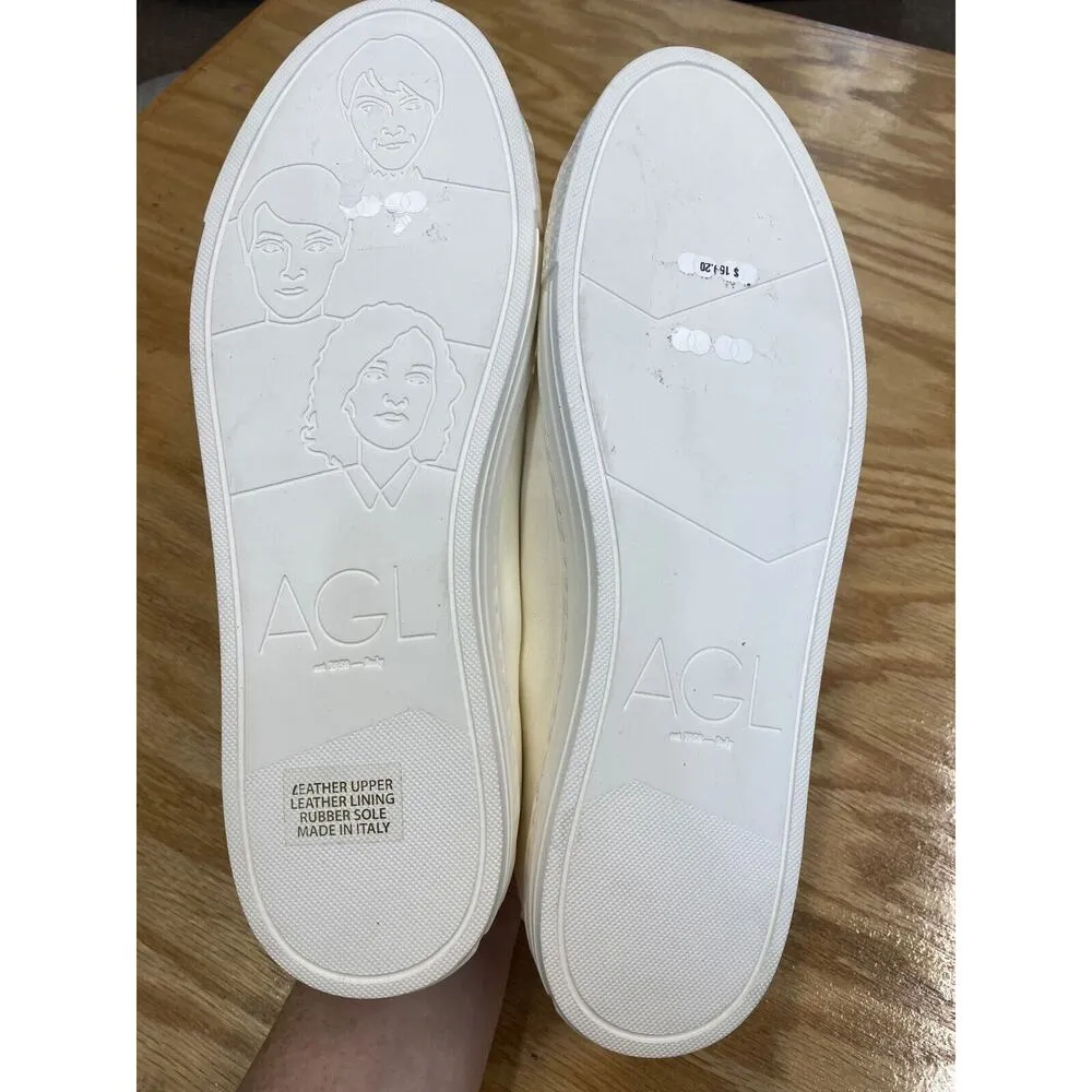 AGL Suzie Sneaker 10 Ivory Leather Lace Up Low Top Walking Comfort Shoes S72 - Image 8