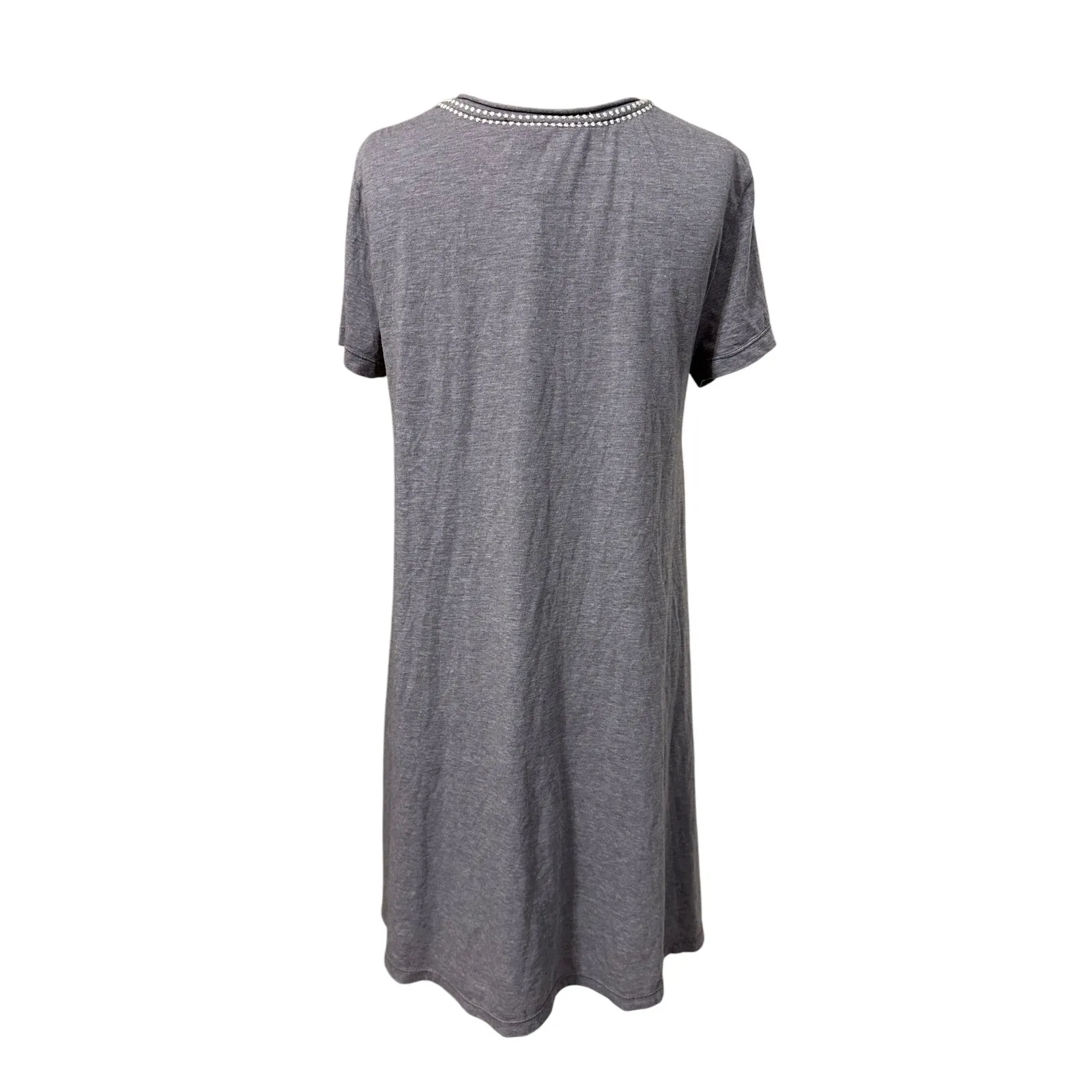 Johnny Was Los Angeles Mini Dress Gray Cotton Jersey Floral Embroidered - Image 5