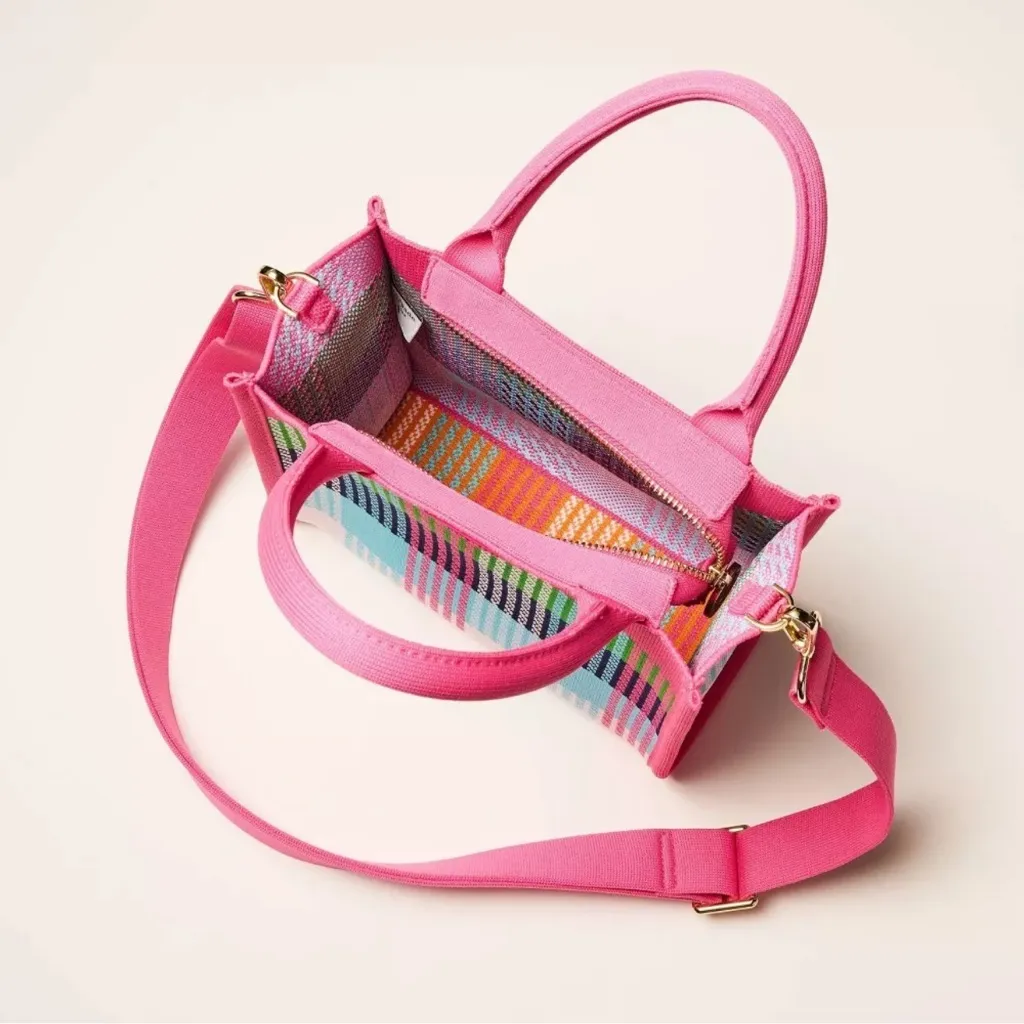 Kate Spade x Target Pink Plaid Knit Crossbody Bag - Image 3