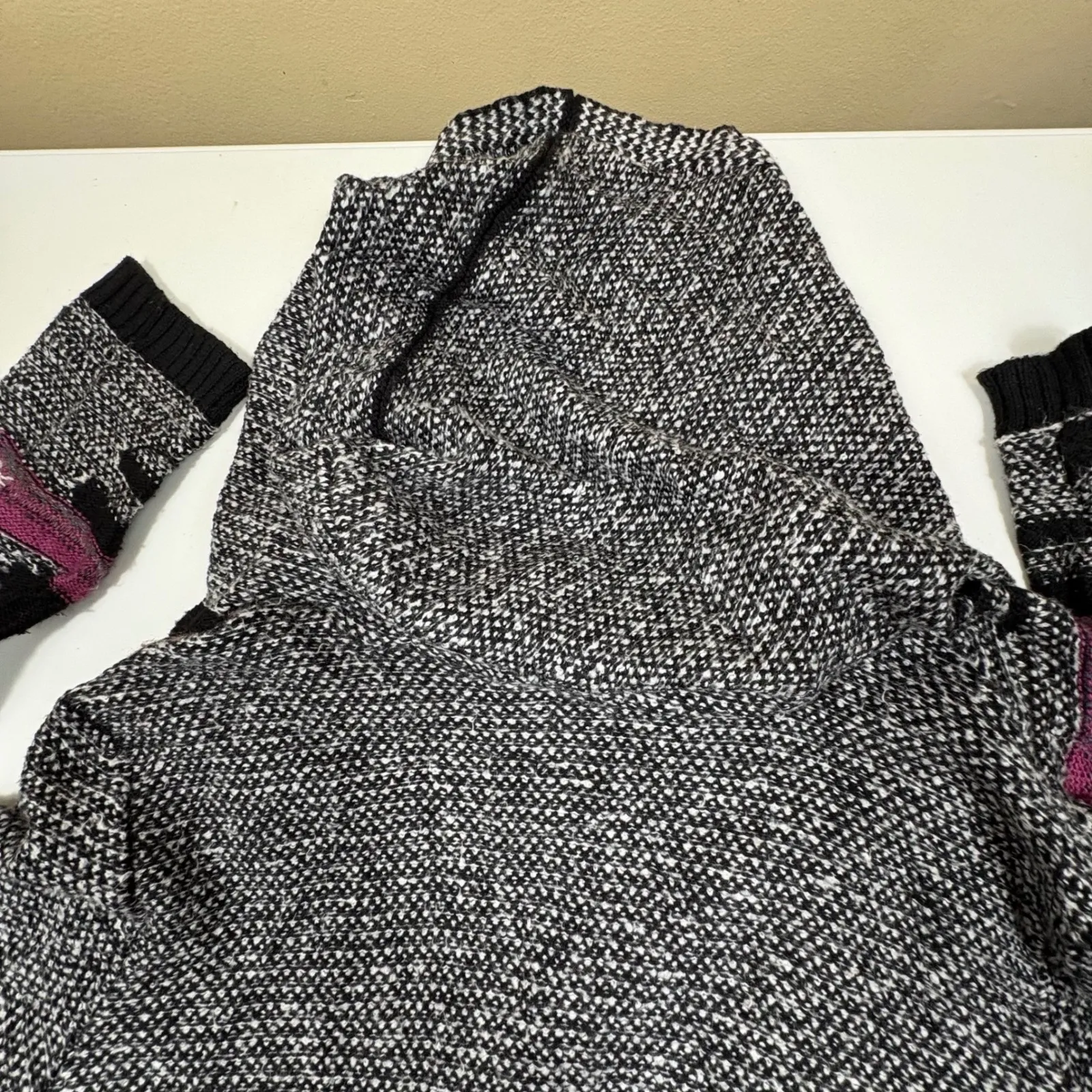 NIC+ZOE Patchwork Knit Hooded Cardigan Sweater Women Size M - Image 14