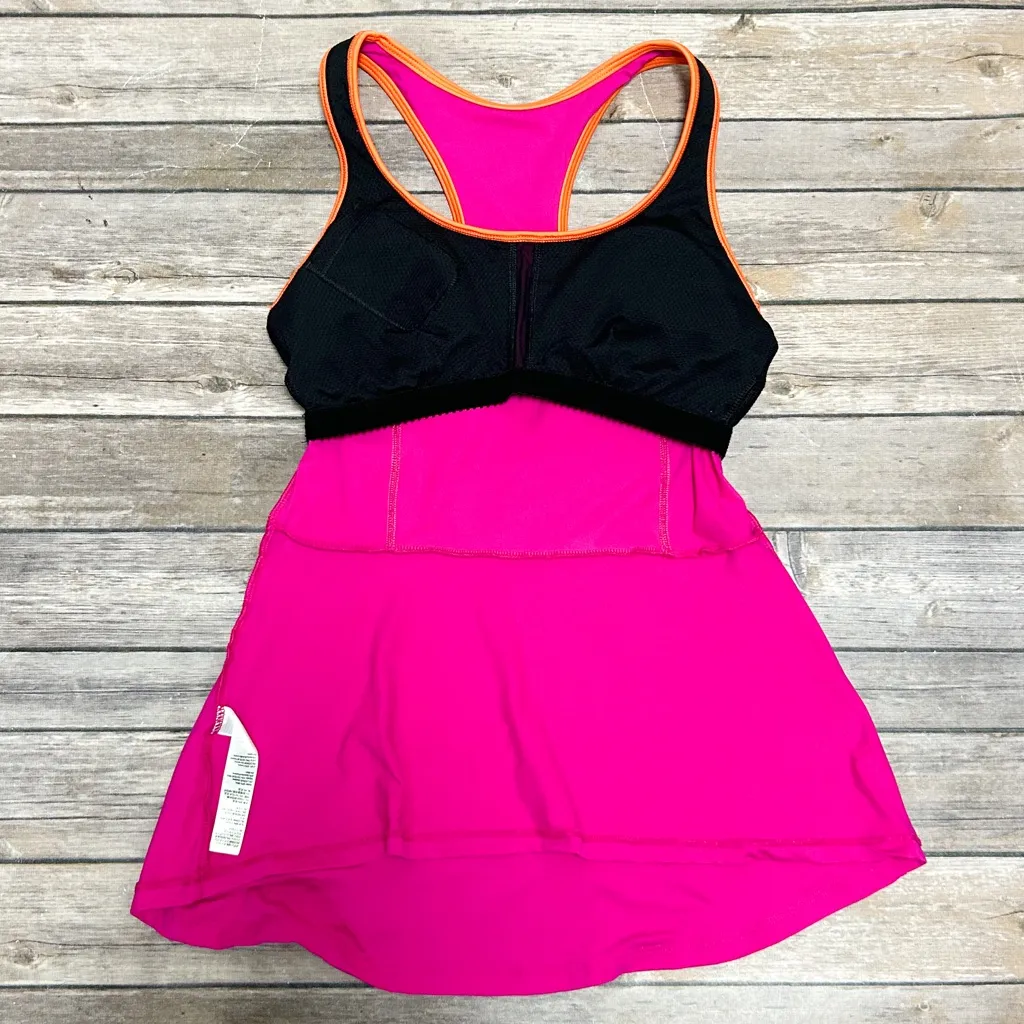 Spanx Magenta Pink Orange Racerback Peplum Workout Tank Padded Shelf Bra Small - Image 8
